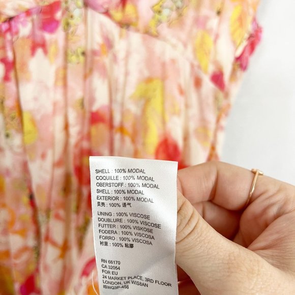 Free People Freddy Mini Dress Hawaiian Floral V-Neck - Size Small - Picture 4 of 4